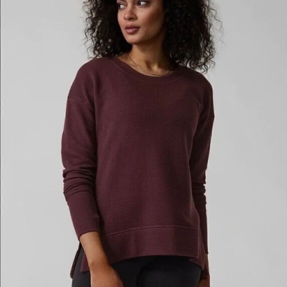 Athleta Coaster Luxe Waffle Knit Sweatshirt Purple